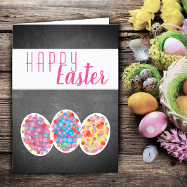 Colorful Easter Eggs Chalkboard Happy Paast Feestdagen Kaart