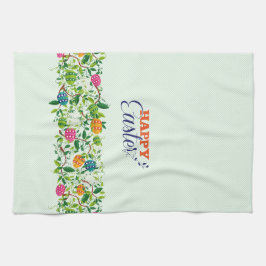 Colorful Easter Eggs- & Flowers-patroon Theedoek