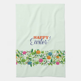 Colorful Easter Eggs- & Flowers-patroon Theedoek