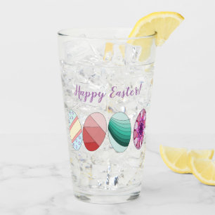 Colorful Easter Eggs "Happy Easter" Glas