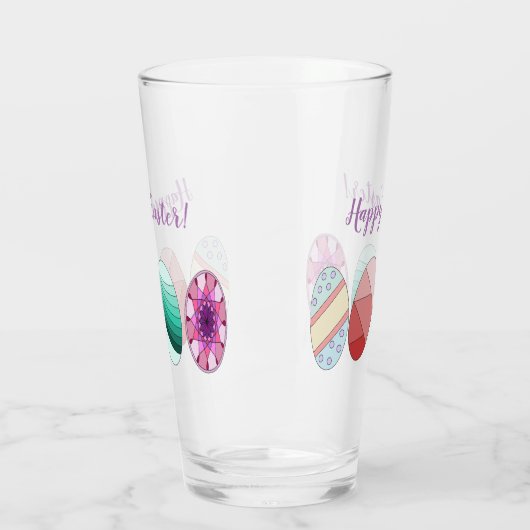 Colorful Easter Eggs "Happy Easter" Glas (Links)