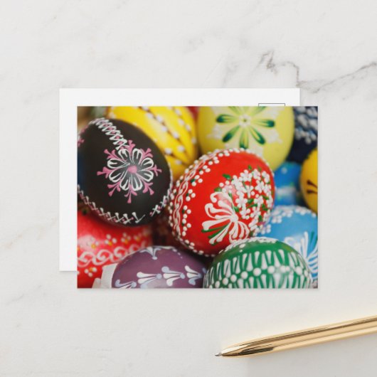 Colorful Easter Eggs, Happy Easter, Holiday Feestdagenkaart (Voorkant / Achterkant in situ)