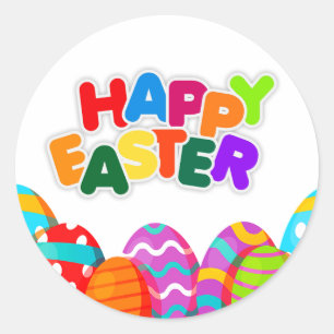 Colorful Easter Eggs - Happy Easter Ronde Sticker