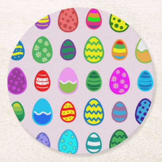 Colorful Easter Eggs Pattern Ronde Kartonnen Onderzetter (Voorkant)