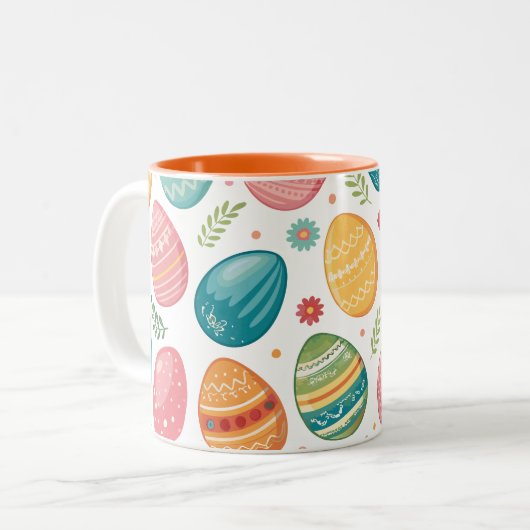 Colorful Easter Eggs Pattern Tweekleurige Koffiemok (Voorkant links)