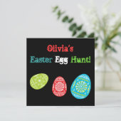 Colorful Easter Eggs Recycled Egg Hunt Invitation Kaart (Staand voorkant)