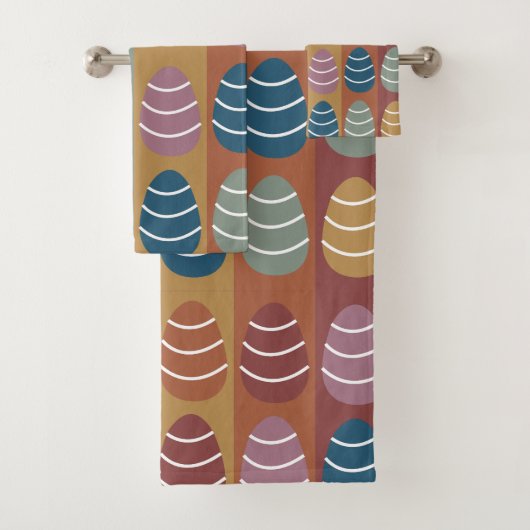 Colorful Easter Eggs Stripes Pattern Happy Easter Bad Handdoek (Insitu)