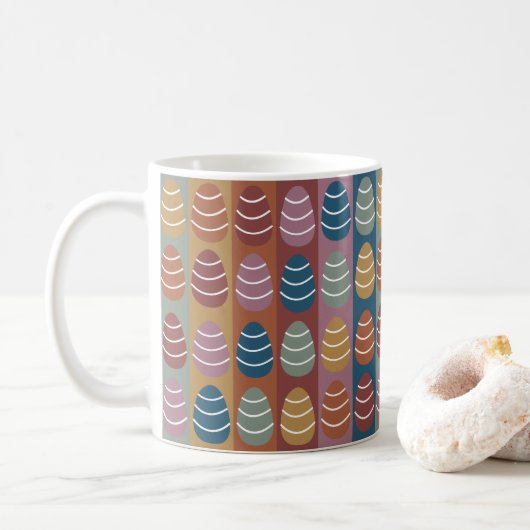 Colorful Easter Eggs Stripes Pattern Happy Easter Koffiemok (Met donut)