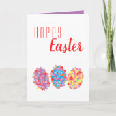 Colorful Easter Eggs Waterverf Blots Happy Easter Feestdagen Kaart (Voorkant)