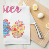Colorful Easter Eggs Waterverf Blots Happy Easter Theedoek (Quarter Fold)