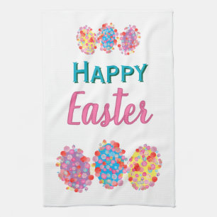 Colorful Easter Eggs Waterverf Blots Happy Easter Theedoek
