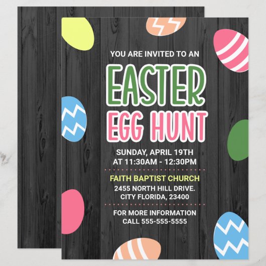 Colorful Easter Hunt Church Event Flyer (Voorkant / Achterkant)