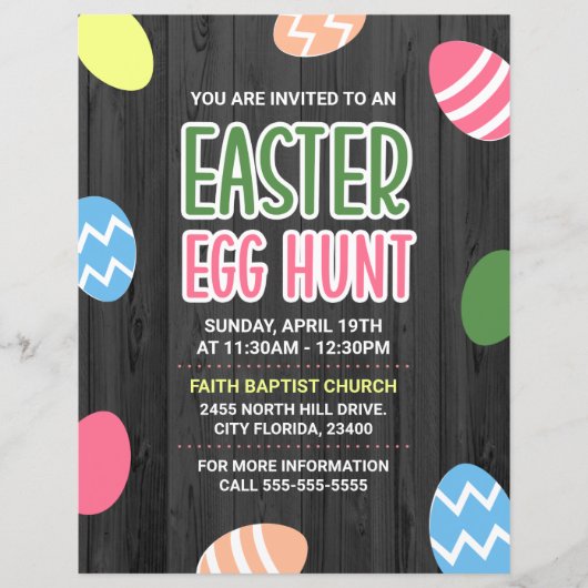 Colorful Easter Hunt Church Event Flyer (Voorkant)