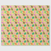 Colorful Easter Pattern Yellow Background Cadeaupapier (Vlak)