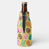 Colorful Easter Pattern Yellow Background Flesjeskoeler (Fles Achterkant)