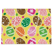 Colorful Easter Pattern Yellow Background Groot Cadeauzakje (Voorkant)