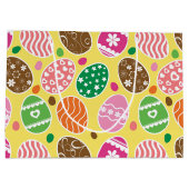 Colorful Easter Pattern Yellow Background Groot Cadeauzakje (Achterkant)