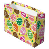 Colorful Easter Pattern Yellow Background Groot Cadeauzakje (Achterkant Gekanteld)