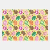 Colorful Easter Pattern Yellow Background Inpakpapier Vel (Voorkant 2)