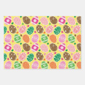 Colorful Easter Pattern Yellow Background Inpakpapier Vel (Voorkant)