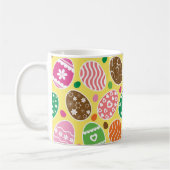 Colorful Easter Pattern Yellow Background Koffiemok (Links)