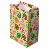 Colorful Easter Pattern Yellow Background Medium Cadeauzakje (Achterkant Gekanteld)
