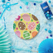 Colorful Easter Pattern Yellow Background Papieren Bordje (Feest)