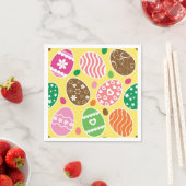 Colorful Easter Pattern Yellow Background Servet (Insitu)