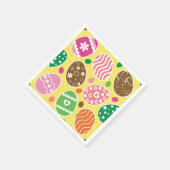 Colorful Easter Pattern Yellow Background Servet (Hoek)