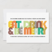 Colorful Eat Drink & Be Merry Holiday Party nodigt Kaart (Voorkant)