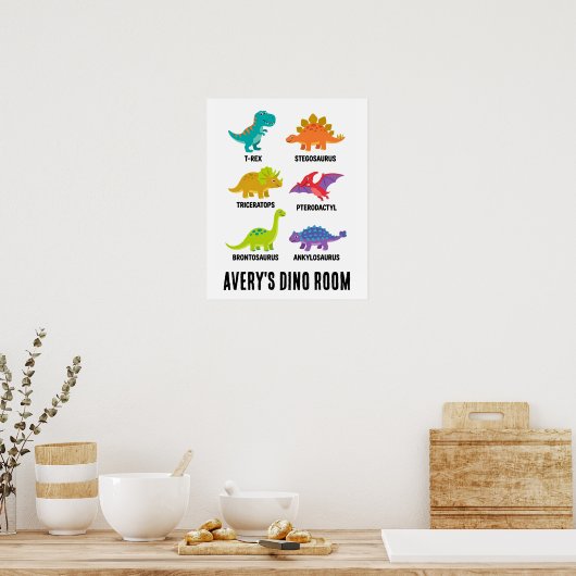Colorful Educational Dinosaurs Kids Room Poster (Keuken)