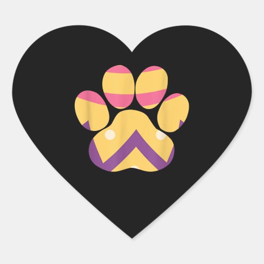 Colorful Egg Paw Funny Dog Cat Lovers Easte Hart Sticker (Voorkant)