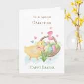 Colorful Eggs en Chick Daughter Easter Kaart (Gele Bloem)