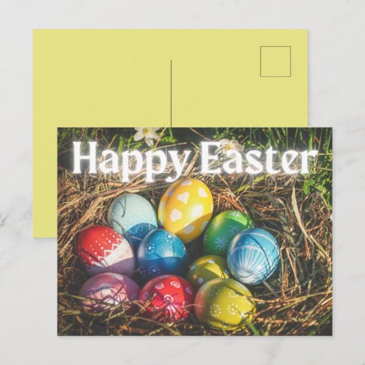 Colorful Eggs Happy Easter Briefkaart (Voorkant / Achterkant)