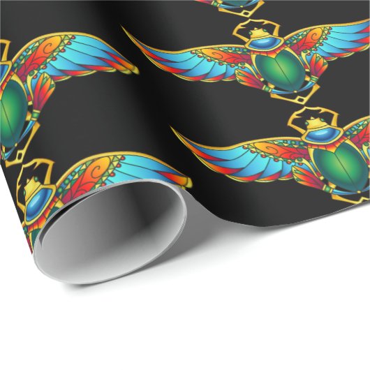 Colorful Egyptian Scarab Cadeaupapier (Rol Hoek)
