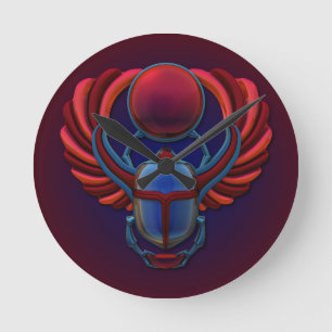 Colorful Egyptian Scarab Ronde Klok
