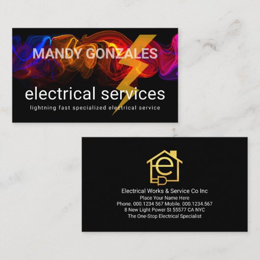 Colorful Electric Lightning Wave Electrical Visitekaartje (Voorkant / Achterkant)