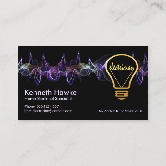 Colorful Electrical Charge Gold Electricia Bulb. Visitekaartje (Voorkant)