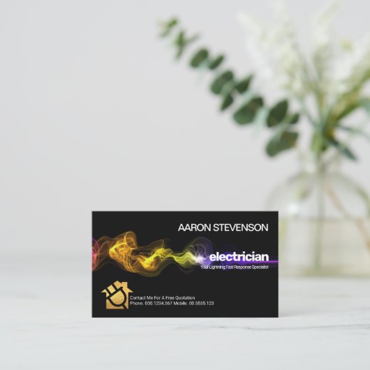 Colorful Electrical Lightning Strike Electrice Visitekaartje (Staand voorkant)