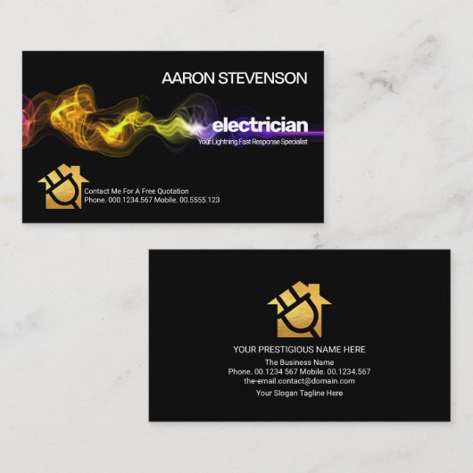 Colorful Electrical Lightning Strike Electrice Visitekaartje (Voorkant / Achterkant)