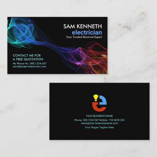 Colorful Electrical Wave Electrical Contractor Visitekaartje (Voorkant / Achterkant)