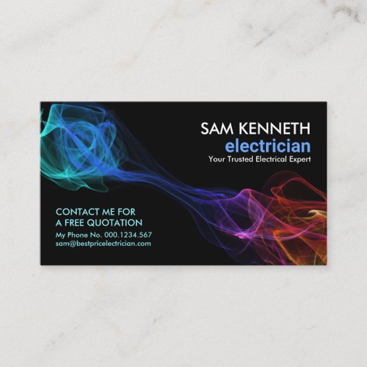 Colorful Electrical Wave Electrical Contractor Visitekaartje (Voorkant)