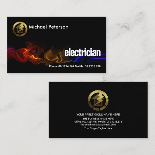 Colorful Electrical Wave Gold Home Lightning Visitekaartje (Voorkant / Achterkant)