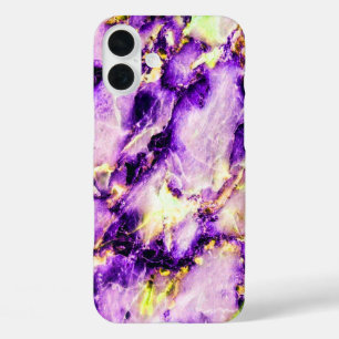 Colorful Elegant Marble Paars Pink en Gold iPhone 16 Plus Hoesje