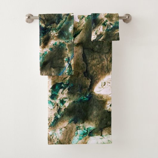 Colorful Elegant Marble Tan Brown en Aqua Bad Handdoek (Insitu)