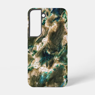 Colorful Elegant Marble Tan Brown en Aqua Samsung Galaxy Hoesje