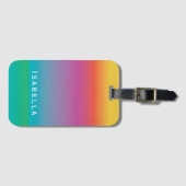 Colorful Elegant Rainbow Gradient Ombre Monogram Bagagelabel (Voorkant (horizontaal))