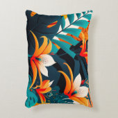 Colorful Elegant Tropical Leaves en Flowers | Accent Kussen (Voorkant(Verticaal))