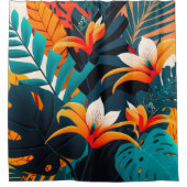 Colorful Elegant Tropical Leaves en Flowers | Douchegordijn (Voorkant)