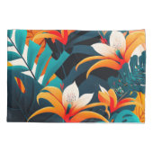 Colorful Elegant Tropical Leaves en Flowers | Kussensloop (Achterkant-Links)